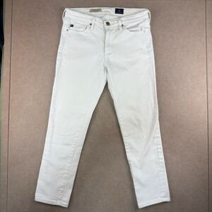 AG Adriano Goldschmied Jeans Womens 26 White The Prima Mid-Rise‎ Cigarette Crop
